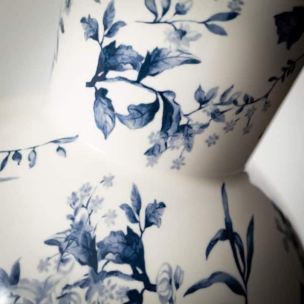 SULLIVANS 12 in. Blue Floral Modern Vase, Ceramic CM3162 - The