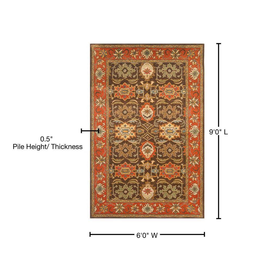 Chocolate and Tangerine 6' x 9' Hand-Tufted Wool Area Rug