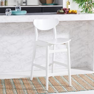 Thaxton 25.59 in. White Mid-Back Wood Frame Counter Stool with Foot Rest