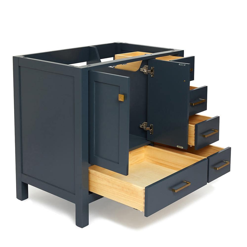 Midnight Blue 36" Freestanding Solid Wood Vanity Cabinet