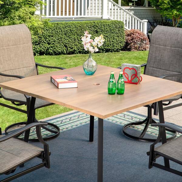 Metal wood deals look patio table