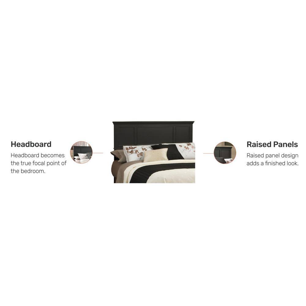 Bedford Black Wood King Headboard with Raised Panels