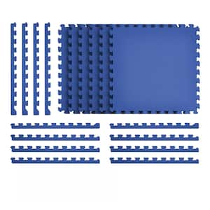 Blue 24 in. x 24 in. x 0.47 in. Foam Interlocking Floor Mat (6-Pack)