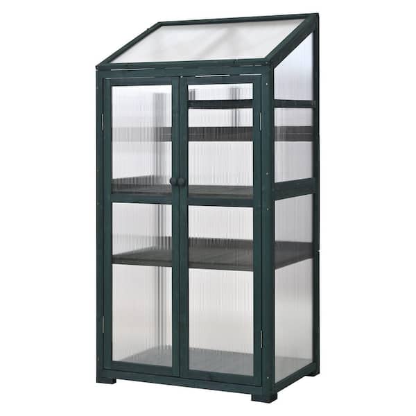 Polibi 31.5 in. W x 22.4 in. D x 62 in. H Forest Green Greenhouse with Wheels and Adjustable Shelves