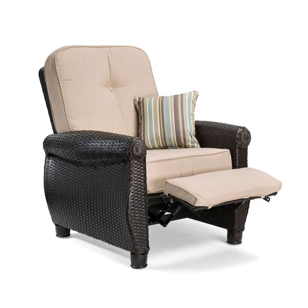 La Z Boy Breckenridge Wicker Outdoor Recliner With Sunbrella Spectrum Sand Cushion Bre Rc N The Home Depot La Z Boy Breckenridge Wicker Outdoor, Lazy Boy Outdoor