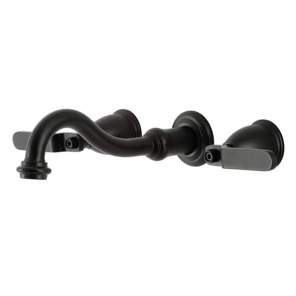 Kingston Brass Whitaker 2-Handle Wall Mount Tub Faucet in Matte Black (Valve Included)