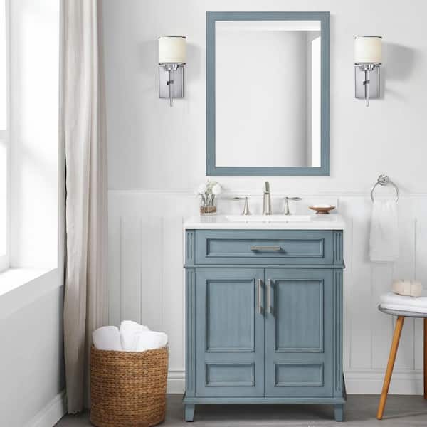 Home Decorators Collection Baybarn 24 in. W x 10 in. D x 28 in. H Bathroom Storage Wall Cabinet in Blue Ash
