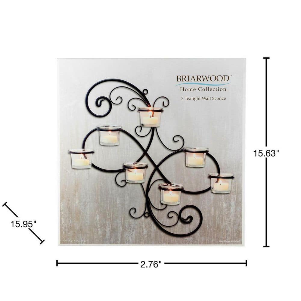 Elegant Ivy Swirl Black Metal and Glass Tealight Wall Sconce