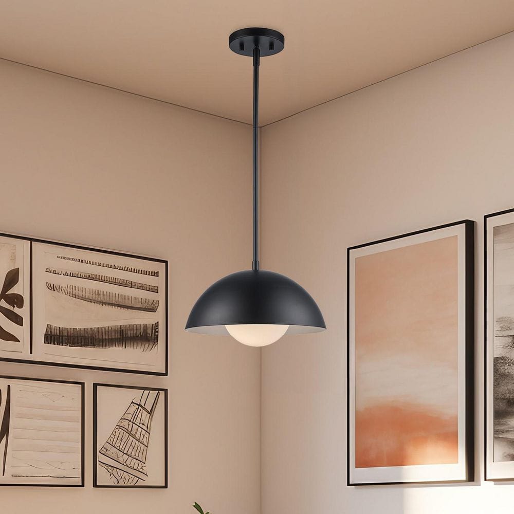 Bel Air Lighting Maureen 12 in. 1-Light Black Pendant Light