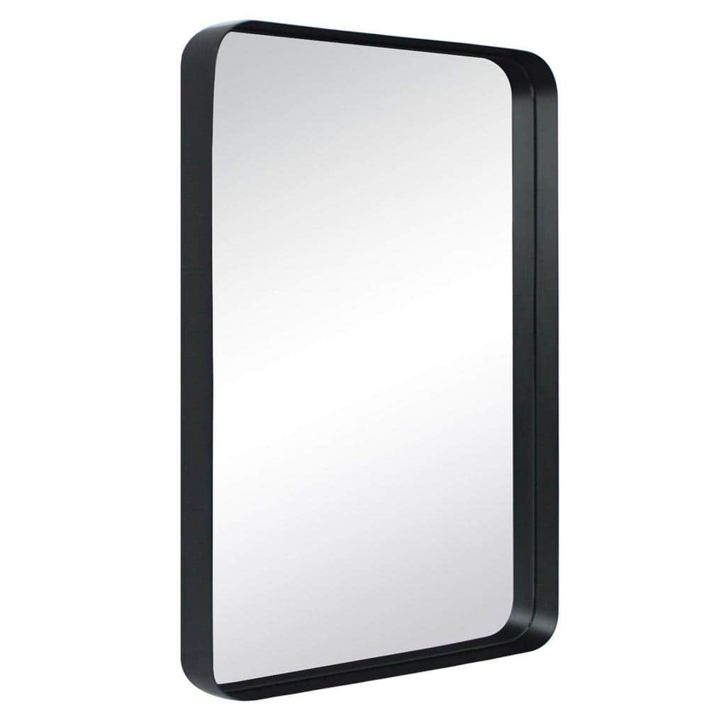  Minuover Wall Mount Mirror for Bathroom, Brush Black Metal  Framed Rounded Corner Rectangular Vanity Mirror (20 x 30, Black) : Home &  Kitchen