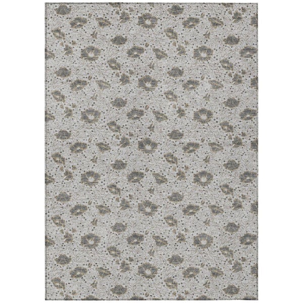 Chantille Machine Washable Indoor/Outdoor Abstract ACN2792 Silver 8 ft. x 10 ft. Area Rug
