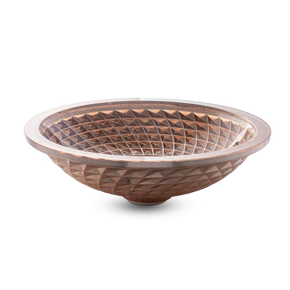 17.59 in. W Glass Round Vessel Sink Bathroom Sink in Brown -  Zeus & Ruta, S2-HGDWVW