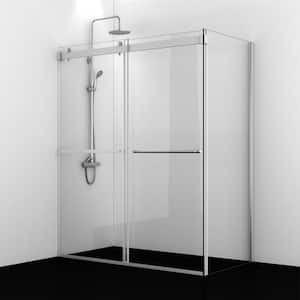 Spezia 60 in. W x 76 in. H Sliding Frameless Corner Shower Enclosure in Polished Chrome with Clear Tempered Glass
