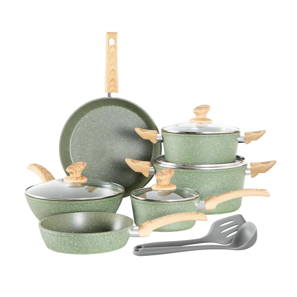 5 Quart Green Granite Nonstick Aluminum Induction Ready Toxin Free Cookware Set with Non Stick Pots and Pans 12 Piece price history on PriceWatchPro