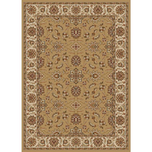 Como Beige 3 ft. x 5 ft. Traditional Oriental Floral Area Rug