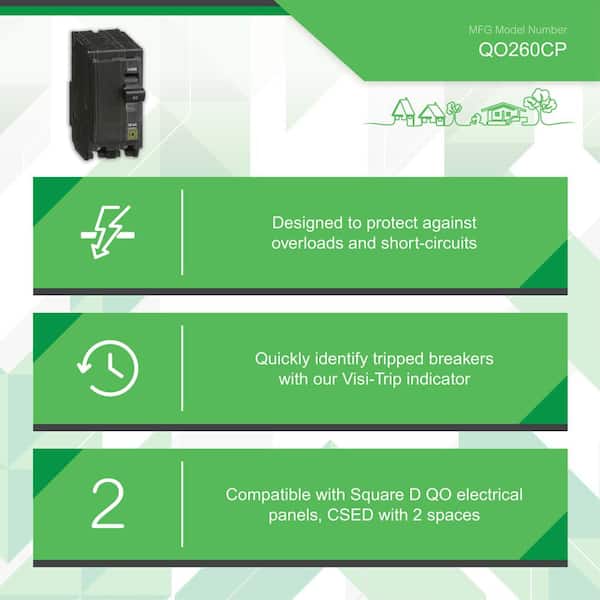 Square D QO 60 Amp 2-Pole Circuit Breaker(QO260CP)
