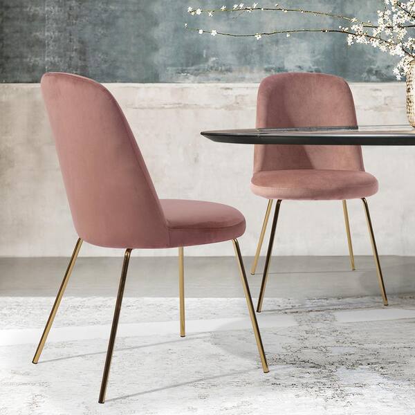 Homy Casa Zanka Rose White Velvet Upholstered Side Dining Chairs (Set of 2)