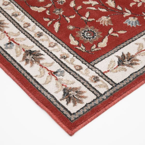 Kurdamir Carlo Cinnabar/Navajo White 9 in. x 26 in. Woven Polypropylene Stair Tread Cover (Set of 1)