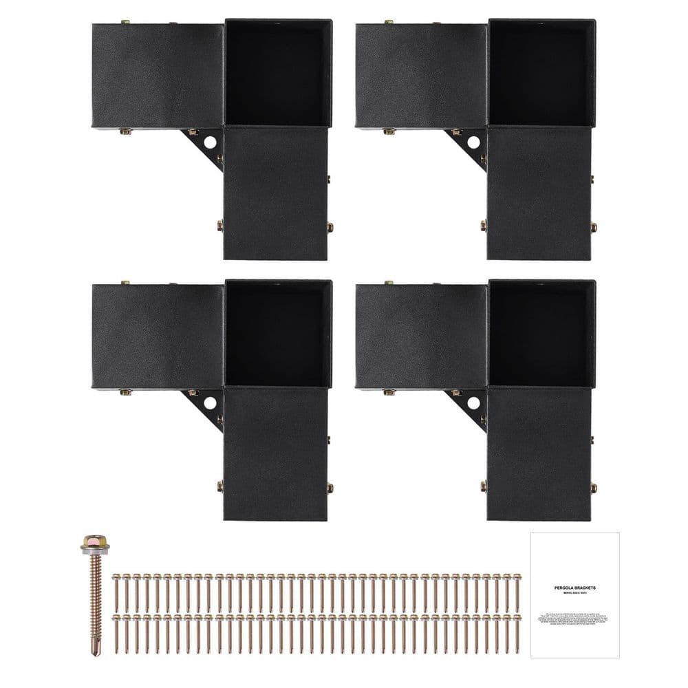 4 in. x 4 in. Pergola Bracket Kit, 4 pcs Heavy Duty 3-Way Corner Bracket DIY Post Base Kit for Gazebos, Patio Pergolas price history on PriceWatchPro