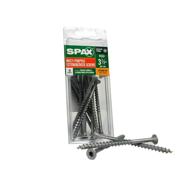 SPAX #14 x 3-1/2 in. Exterior Flat Head Deck Wood Screws  Construction Torx T-Star Plus (10 EA)