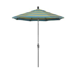 7.5 ft. Grey Aluminum Market Collar Tilt Crank Lift Patio Umbrella in Astoria Lagoon Sunbrella