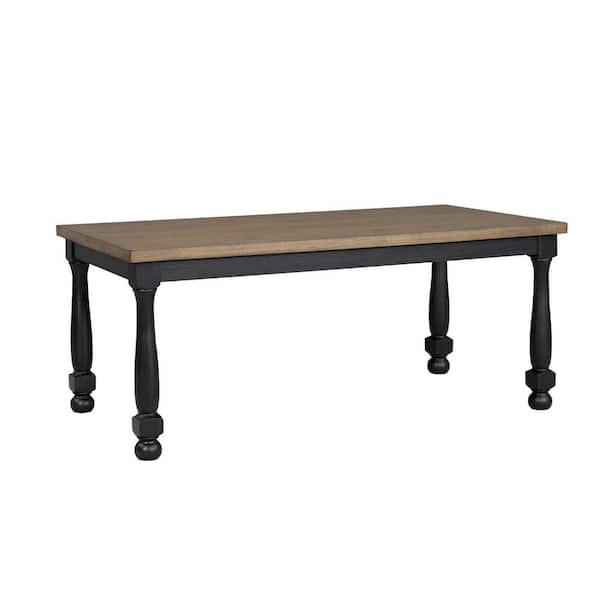 Windcrest Modern Farmhouse Black Wood 78 in. 4 Leg Dining Table Seats 6
