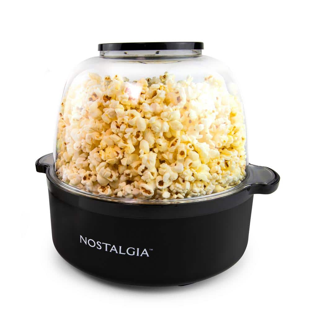 Nostalgia 750-Watt 192 oz. Stainless Steel Stirring Popcorn Machine - Black