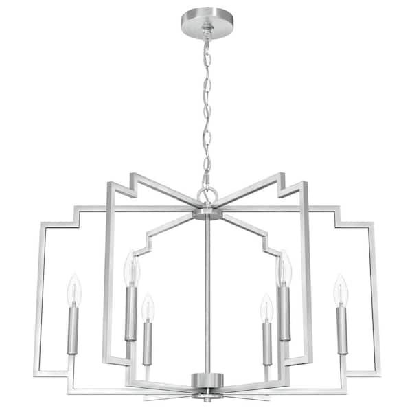 Zoanne 6-Light Brushed Nickel Geometric Chandelier