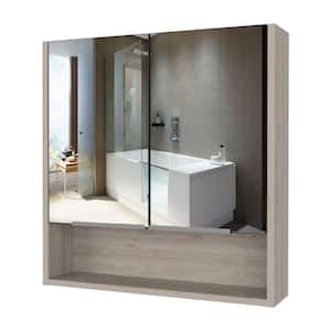 Anky 23.6 in. W x 24.6 in. H Rectangular MDF Medicine Cabinet with Mirror in Gray