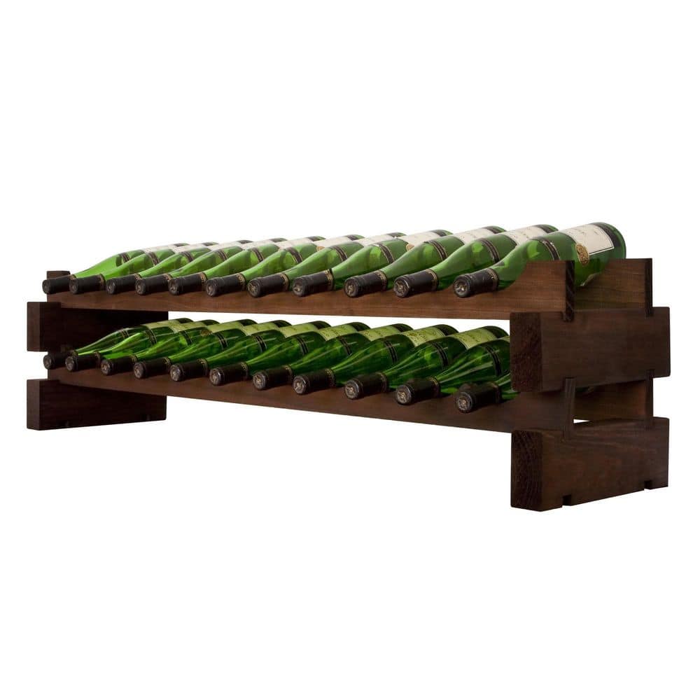 2 x 11 Bottle Modular Wine Rack, Stained