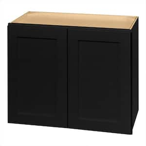 Avondale 30 in. W x 15 in. D x 24 in. H Ready to Assemble Plywood Shaker Wall Bridge Kitchen Cabinet in Raven Black