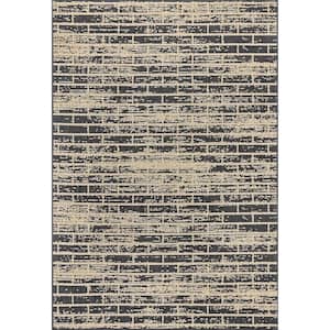 Justina Abstract Brick Charcoal 4 ft. x 6 ft. Indoor/Outdoor Patio Area Rug