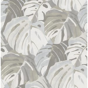 Samara Stone Monstrera Leaf Paper Strippable Roll (Covers 56.4 sq. ft.)