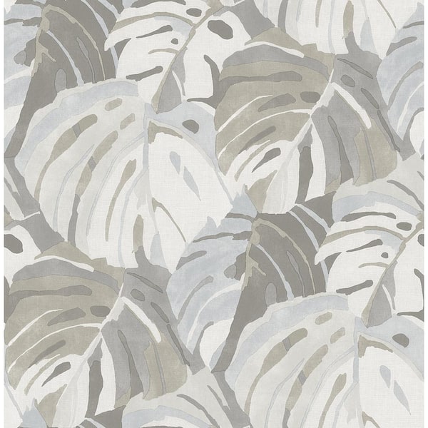 A-Street Prints Samara Stone Monstrera Leaf Stone Wallpaper Sample