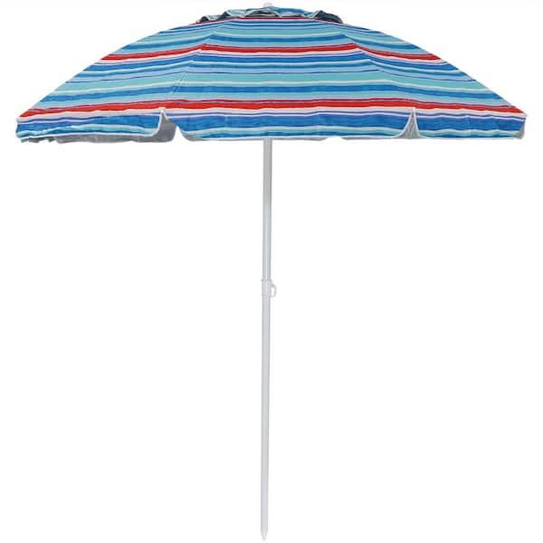 Sunnydaze 6 ft. UV Protection Stainless Steel Market Tilt Beach Umbrella in Pacific Stripe