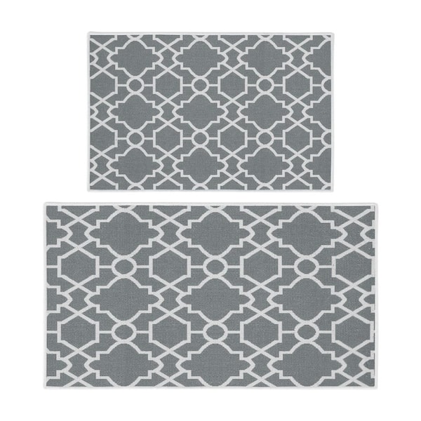 SUSSEXHOME Geometric Graphic Gray 44 in. x 24 in. and 31.5 in. x