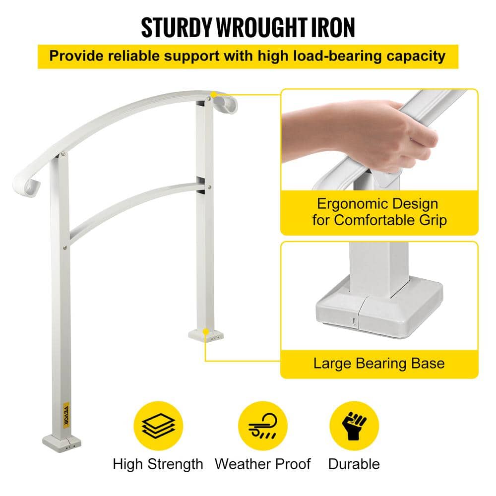 Matte White 3-Step Stainless Steel Outdoor Handrail Kit