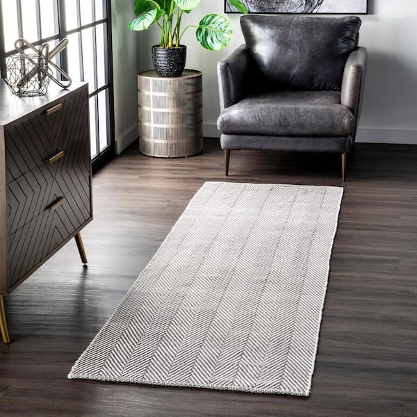 Kimberely Casual Striped Gray 3 ft. x 8 ft. Runner Rug
