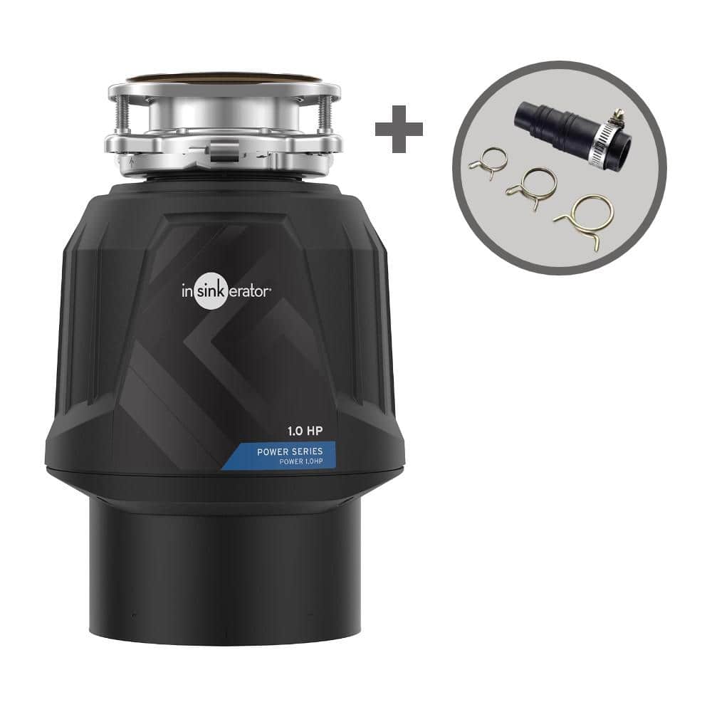 Power 1HP, 1 HP Garbage Disposal, EZ Connect Continuous Feed Food Waste Disposer with Dishwasher Connector Kit