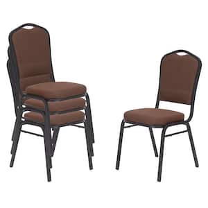 9300-Series Natural Chocolatier Seat / Black Frame Deluxe Fabric Upholstered Stack Chair (4-Pack)