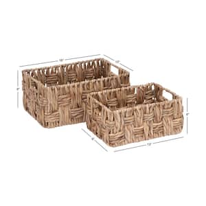 Jute Handmade Storage Basket with Handles (Set of 2)