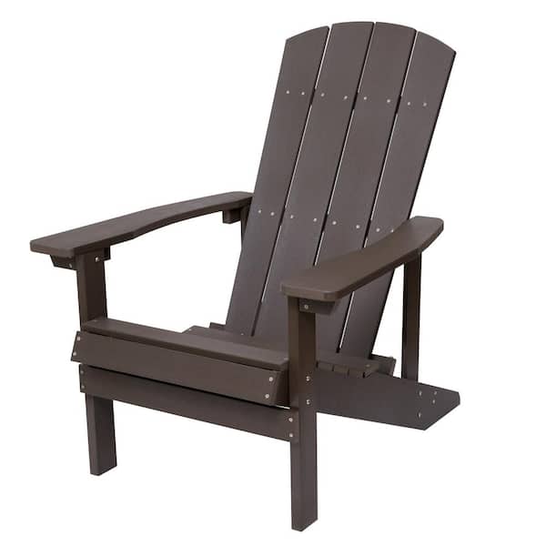 Unbranded Classic Brown Weather Resistant Plastic Adirondack Chair, Ergonomic (1-Pack)