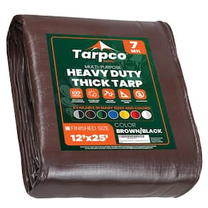 12 ft. x 25 ft. Brown/Black 7 Mil Heavy Duty Polyethylene Tarp, Waterproof, UV Resistant, Rip and Tear Proof