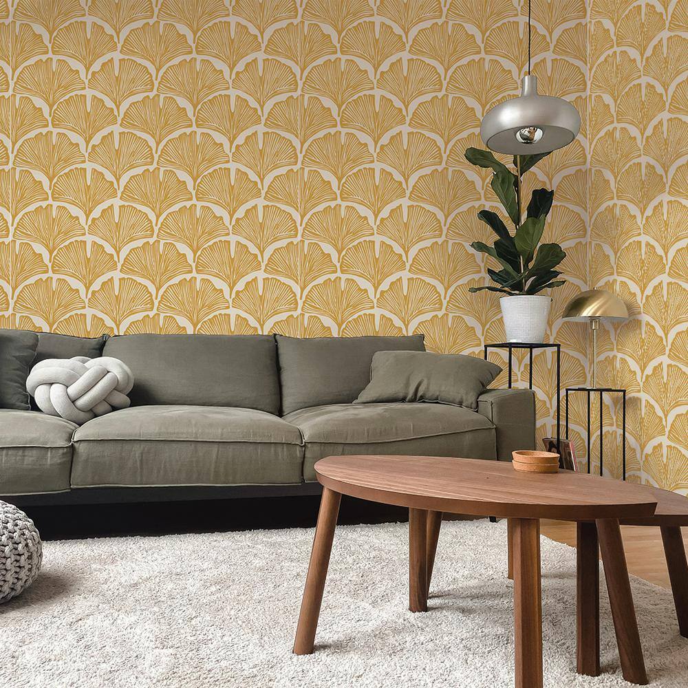 Golden Mustard Palm Self-Adhesive Removable Wallpaper Roll