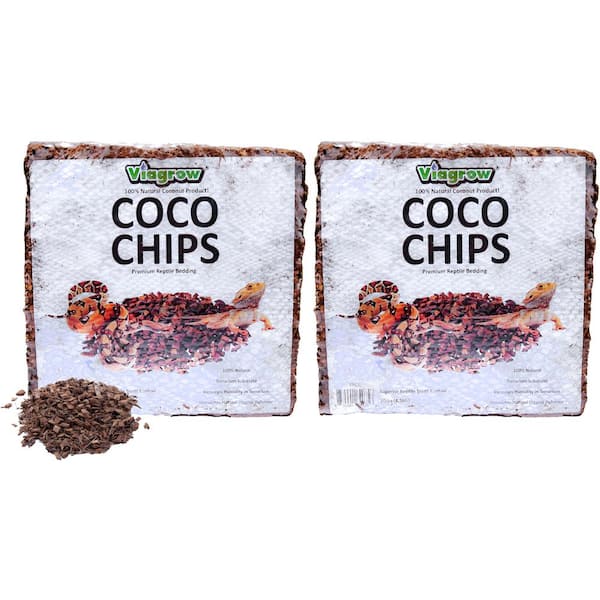 Viagrow 144 Qt./136 l/32 Gal. Premium Coconut Reptile Substrate Coco Chips (2-Pack)