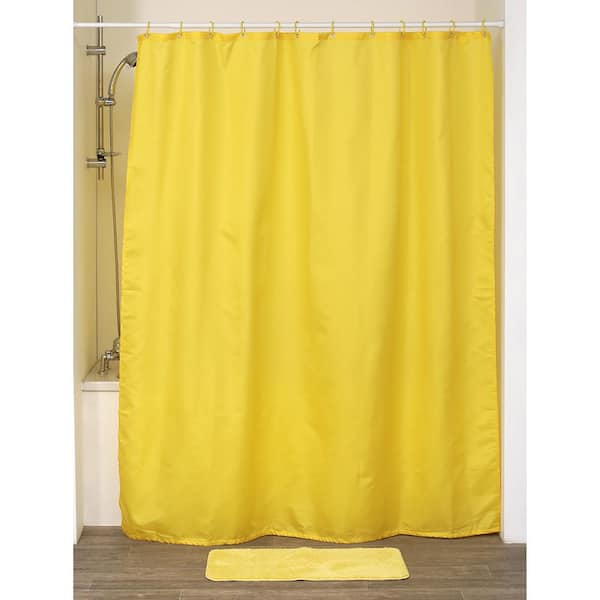 Extra Long Shower Curtain Polyester 12 Rings 79L x 71W - Yellow