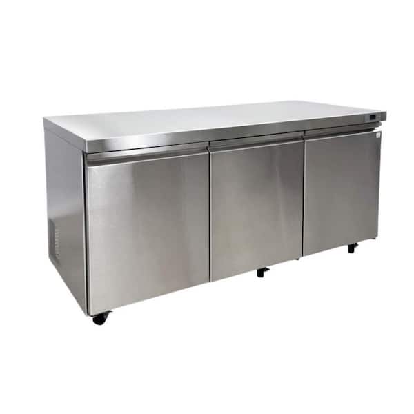Cooler Depot 15.5 cu.ft Auto/Cycle Defrost Upright Comercial 3 door Undercounter Freezer Table in Stainless
