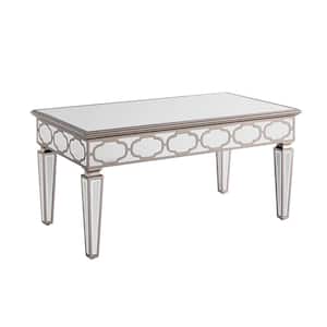 39.5 in. x 21.5 in. x 19.5 in. Elegant Shiny Silver Mirror Coffee Table, Cocktail Table for Living Room Indoor