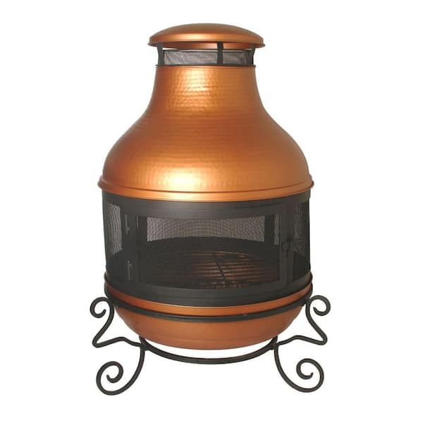 Unbranded 38 in. Hammered Chimenea Copper Fire Pit