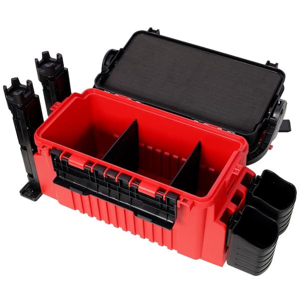 Tidoin 22.5 in. Red Dual-Layer Large Organizer Fishing Tackle Box